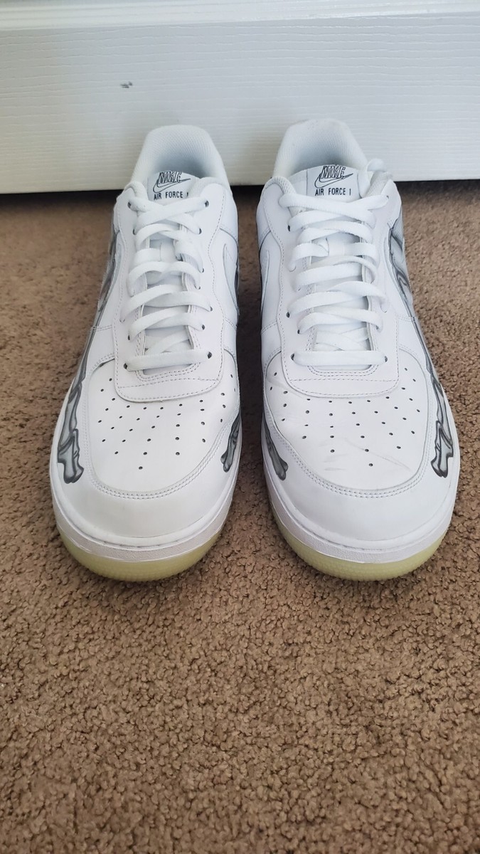 靴 2018 NIKE QS SKELETON HALLOWEEN WHITE USED Nike Air Force 1 Low QS Skeleton White Halloween GITD