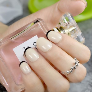 Candy Khaki French Fake Nails Tips Kids False Short Artificial Image Is Loading Candy Khaki French Fake Nails Tips Kids False