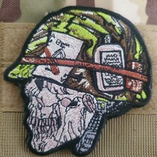 WARRIOR HELMET SKULL Embroidered Morale Patch Hook and Loop