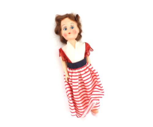 BAMBOLA in plastica 7” capelli castani occhi azzurri vintage - Foto 2 di 7
