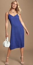 Lulus Small Paiton Royal Blue Print Midi Slip Dress NWOT