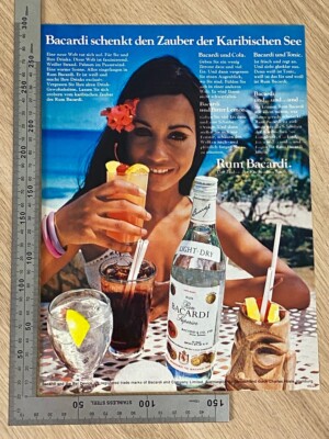 Bacardi Zauber der Karibik Original Vintage Werbung 1970 Reklame advert