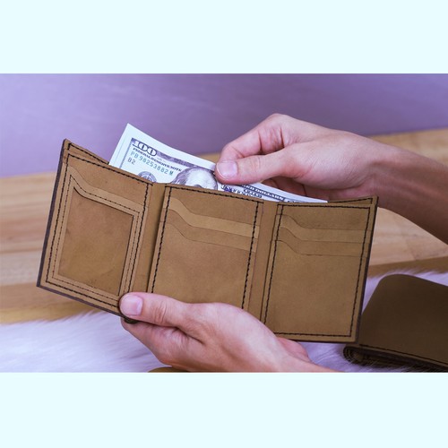 Men's Rock Style Skull Natural Genuine Leather Blocking Trifold Wallet MHLT_07 - Picture 2 of 7