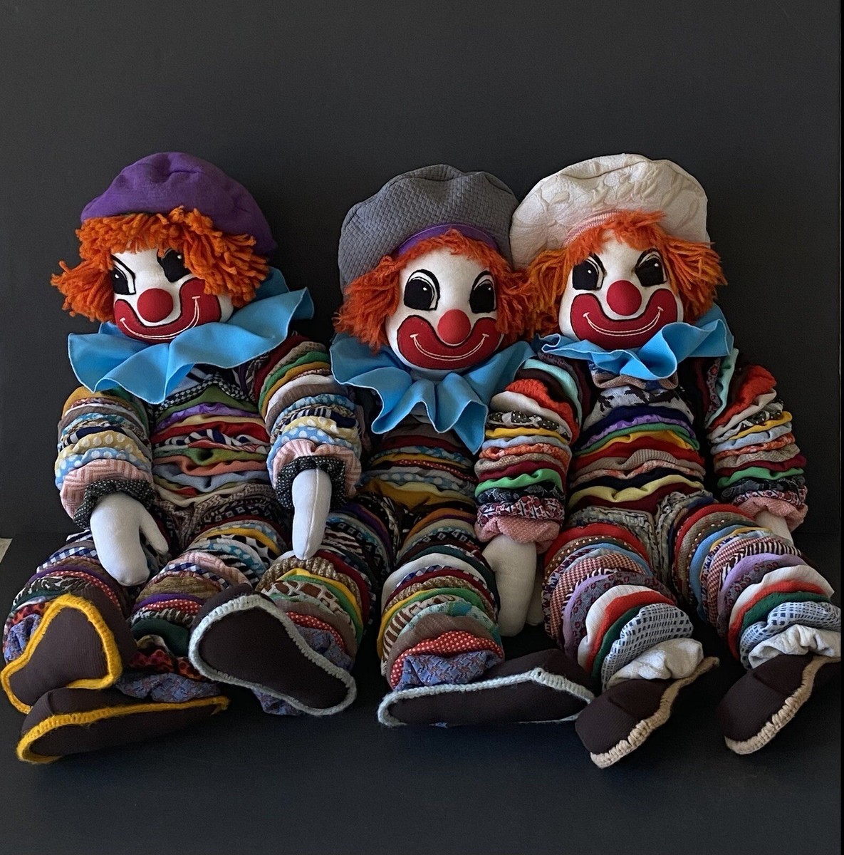 Vintage 1960s Yoyo Clown Jester Fabric Cloth Circles Rag