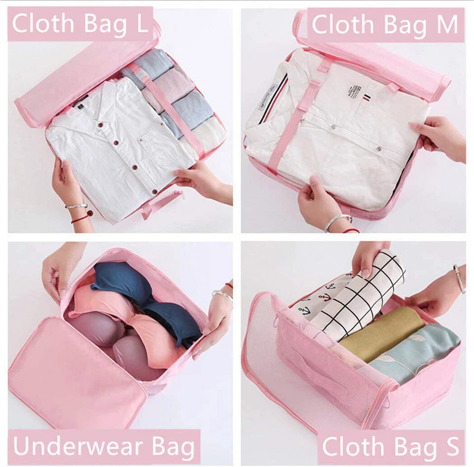 9Packing Cubes Travel Pouches Luggage Organiser Clothes Suitcase Storage Bag - image 3 of 4