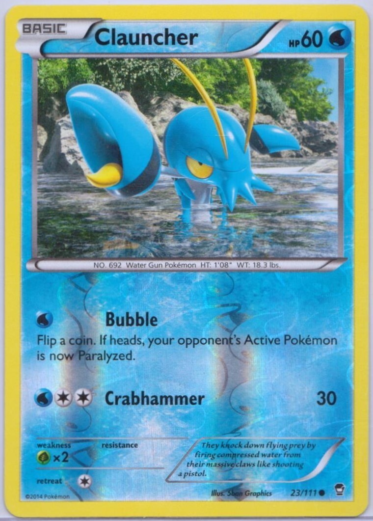 Clauncher - 23/111 - Reverse Holo - XY: Furious Fists - Pokémon - LP