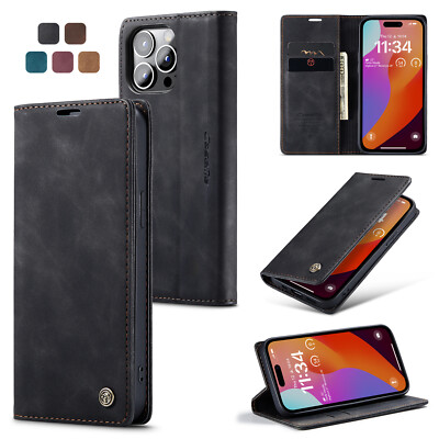 Für iPhone 15 14 13 Plus Pro Max Wallet Case Leder Flip Ständer Hülle Cover Karte
