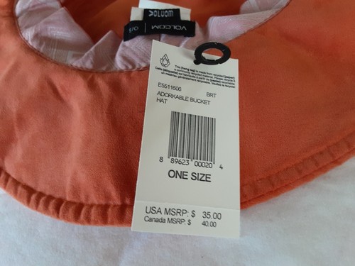 VOLCOM▪︎ADORKABLE BUCKET HAT•ORANGE•BRAID W/ LOGO• NWT• PERFECT! - Picture 5 of 8