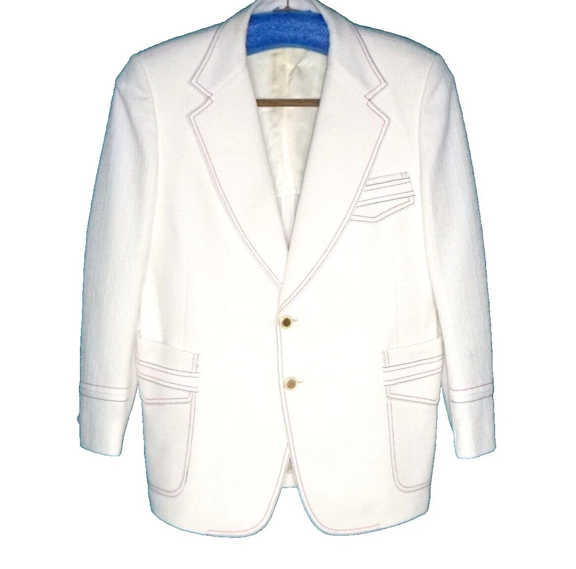 Polyester White 1970s Vintage Suit Jackets & Blazers for Men