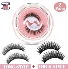 4PCS Glue-Free Self-Adhesive Eyelashes Reusable Multiple Reversible Natural USA