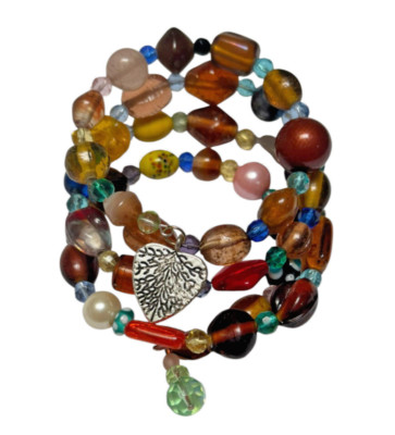 Multi color Mix Bead beaded On coil Bracelet Can fit Wrist size