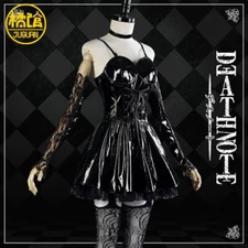 Punk Glossy Leather Lace Black Dress MisaMisa Cosplay Costome Death Note Outfit
