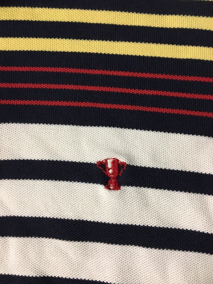 Vtg 90s Striped Colorblock Distressed Polo Shirt M Boxy Vaporwave Grunge Sailing - Image 2 of 4