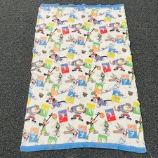 Vintage Looney Tunes Sports Throw Blanket Bugs Taz Marvin Daffy Sylvester 1992