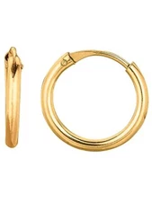 10K Yellow Gold 1X10Mm Shiny Small Endless Round Hoop Earrings