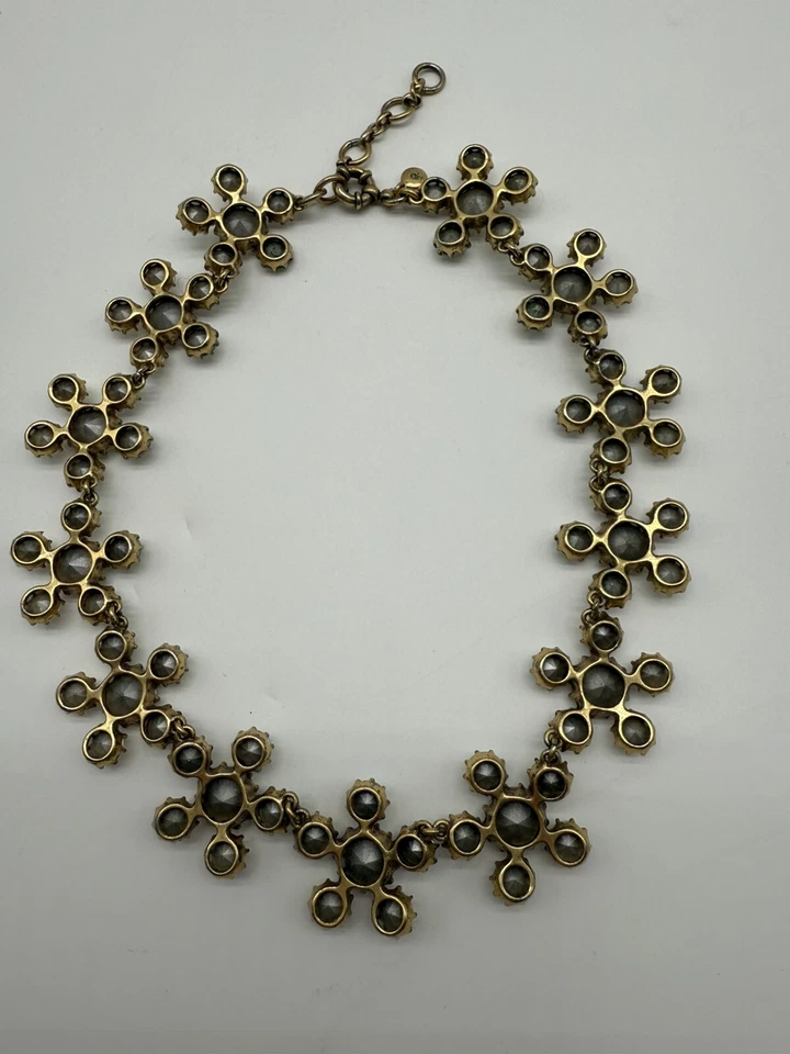 J. Collar CREW Margarita Cristal Flor Floral Transparente Piedra Iridiscente Collar Foto 4 de 4