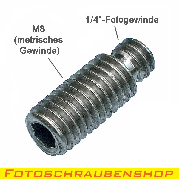 Edelstahl-Adapter 1/4“- M8 (M8-metrisch – 1/4 