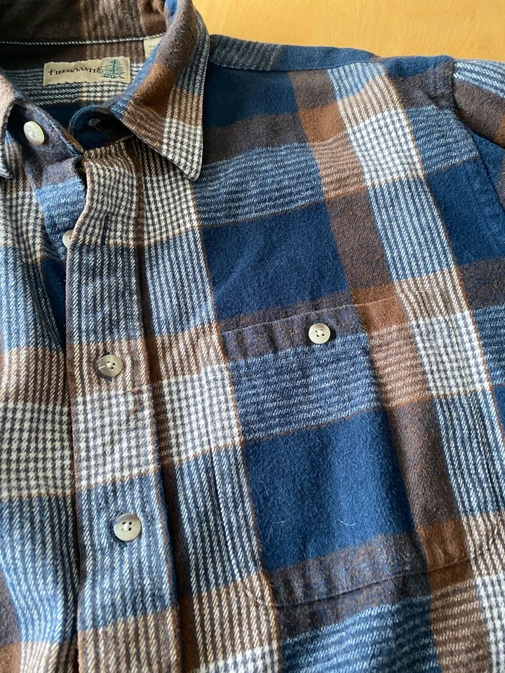 VINTAGE FIELDMASTER PLAID FLANNEL MEN’S LS SHIRT SZ L - Image 2 of 4