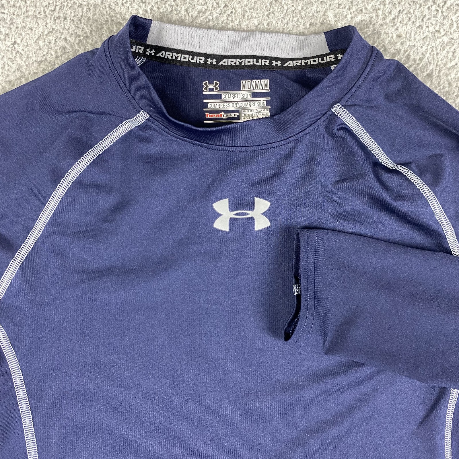 Under Armour Mens Medium Navy HeatGear Compression Long Sleeve Athletic Shirt