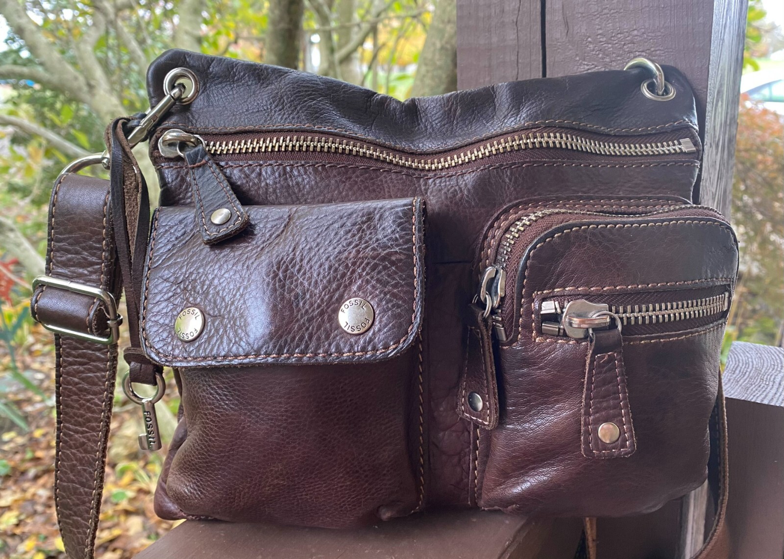Fossil Vintage Sutter Cognac Brown Multiple Pocke… - image 2