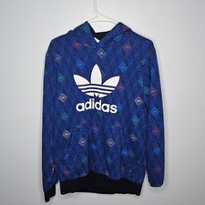 Adidas GD2841 Children's Hoodie Jumper Blue White SIZE XL