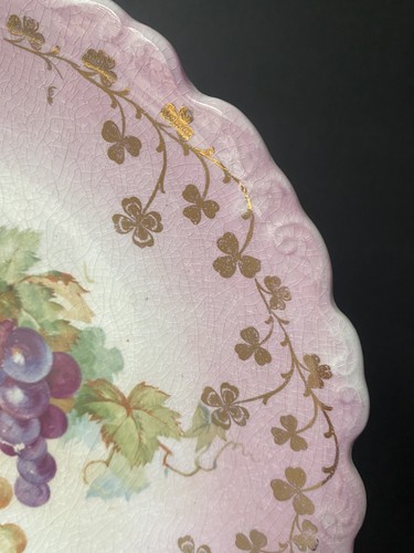 Empire China Style Bowl With Grape Transferware Motif And 3 & 4 Leaf Clover Trim - Picture 2 of 12