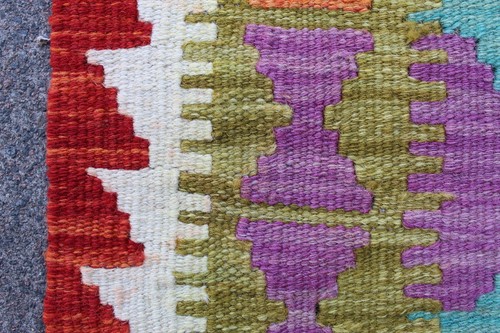 Kilim Vintage Traditional Hand Made Oriental Green Wool Kilim Runner 215x73cm - Picture 8 of 12