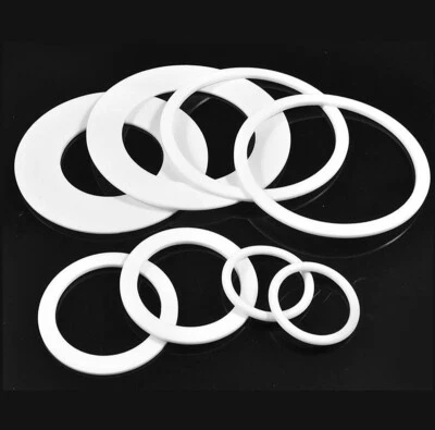 White PTFE Flat Ring Plastic Gasket, Sealing Gasket, Cross Section 1.25 mm