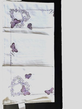 FLORAL COTTON TABLE TOPPER WITH SPRING FLOWER BLOOMING GARDEN SCENE