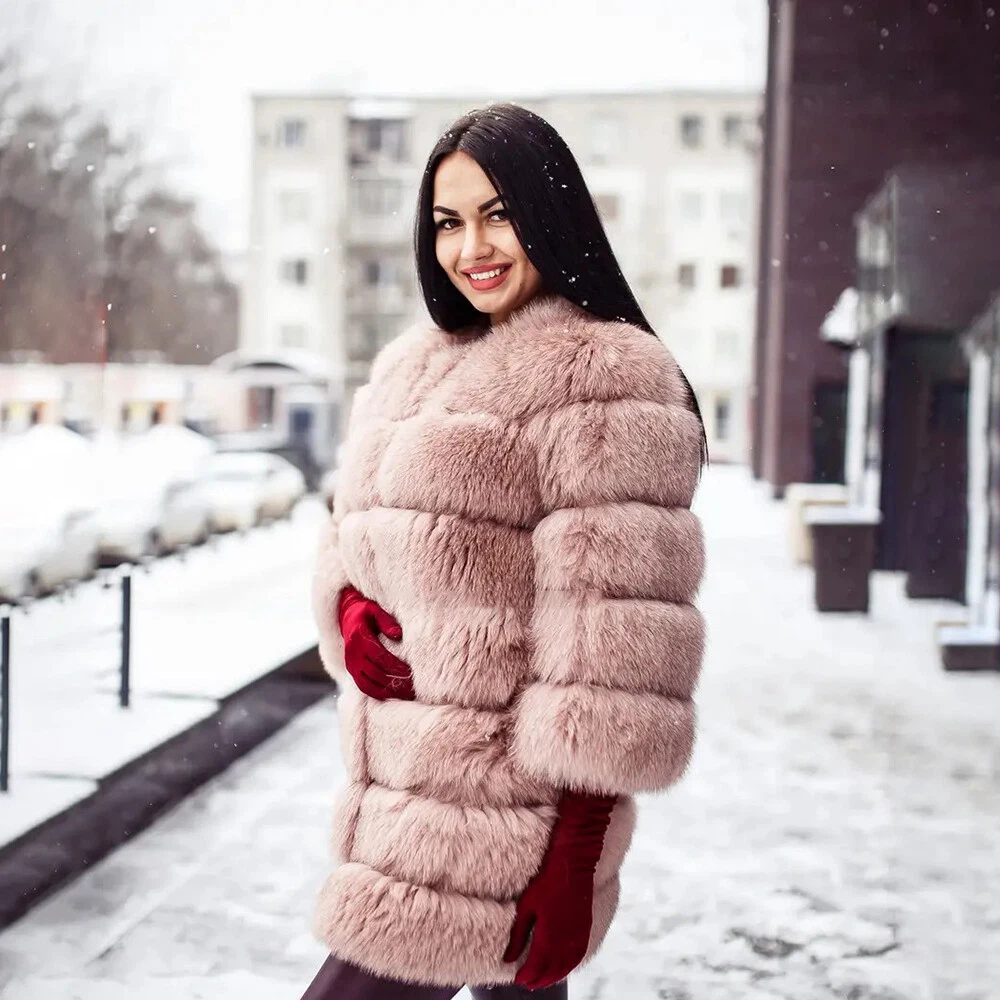 Fur coat short sleeve sale