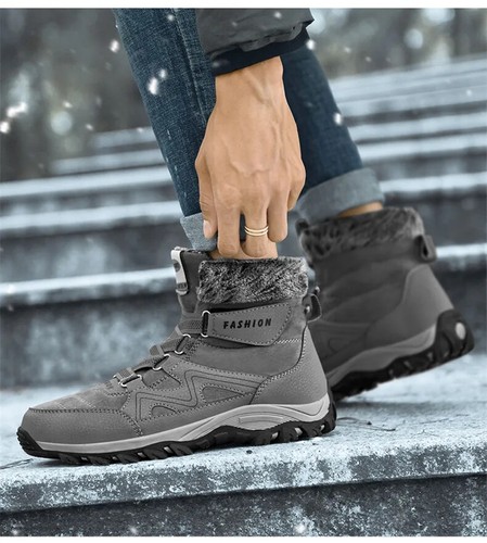 Men Winter Keep Warm Fur Snow Boots High Top Outdoor Anti-slip Work Ankle Boots - Picture 10 of 20
