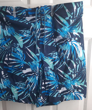 -GEORGE MEN'S SURF SWIM TRUNKS SHORTS BLUE BLACK WHITE FLORAL SIZE 2X