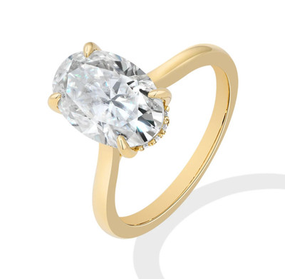 Laborgefertigter Diamant 4,5 kt Ovalschliff Testpass VVS1/D 18 K Gold Verlobungsring