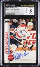 Peter Bondra Signed 1992-93 Pro Set Card #209 Capitals CGC 8 JSA 9 Auto