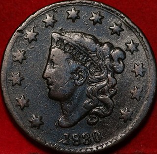 1830 Philadelphia Mint Copper Coronet Head Large Cent