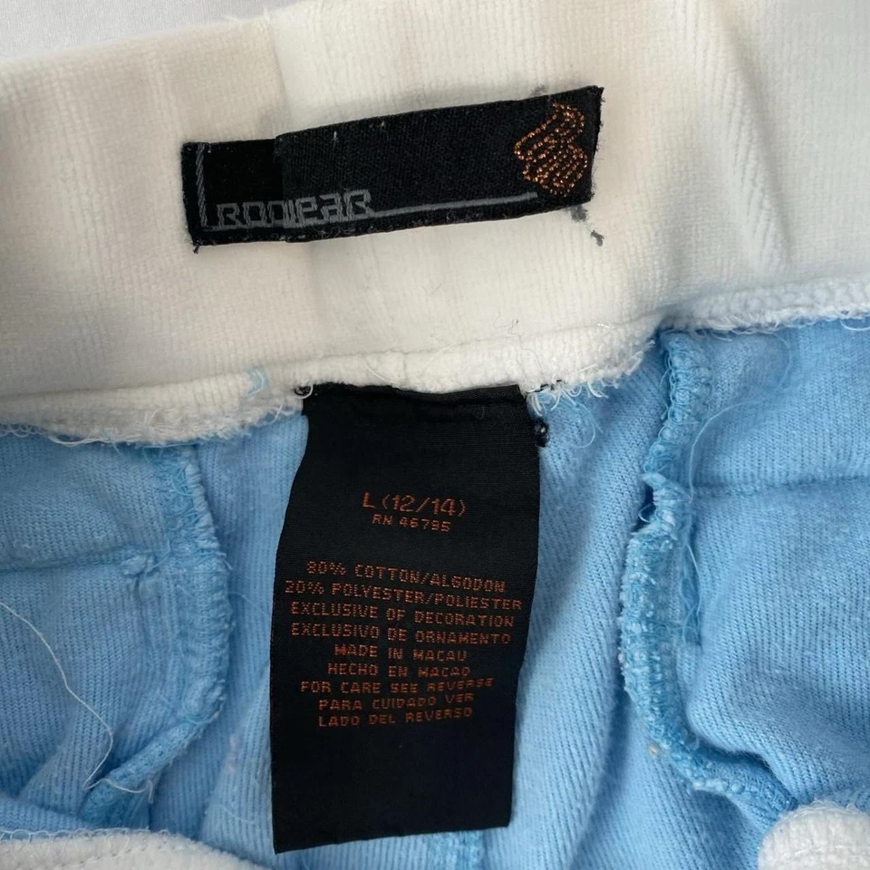 Rocawear Light Blue White Velvet Velour Sweatpants Lowrise Size 12/14 Y2K  - Image 3 of 4