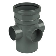 FLOPLAST 110mm Ring Seal Soil Boss Pipe, Socket to Spigot - Grey