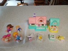 Vintage 1987 Fisher Price SMOOSHEES Lot Mini Plush Dolls Animals House Stable