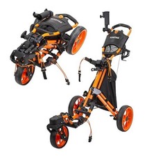 Golf Push Cart 3 Wheel with 360 Swivel Front Wheel,Lightweight and Orange