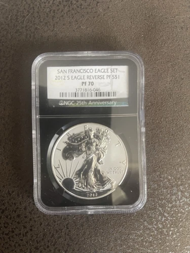 2012 S $1 American Silver Eagle Reverse Poof San Francisco Eagle Set NGC PF70