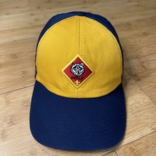 Youth S/M Wolf Scout Boy Scout Adjustable Hat Cap Gold Yellow Navy EUC VG