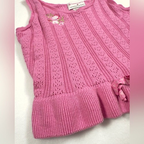 AMERICAN GIRL X LOVESHACKFANCY Girls Garden Party Peplum Tank Top S 7/8 Bow Knit - Picture 9 of 14
