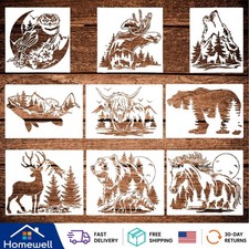 Versatile 9 Pcs Animal Stencils for Wood  Fabric - Durable Crafting Templates