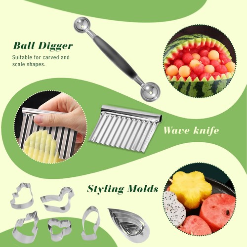 80-Piece Stainless Steel Fruit Carving Tools Set - Professional Watermelon Carvi - Bild 4 von 6