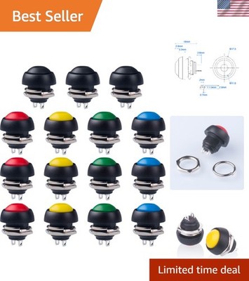 Multi-Color 12MM Waterproof Push Button Switches - Ideal for DIY Projects
