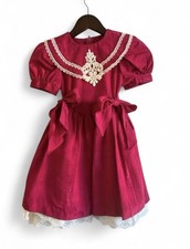 Jessica McClintock Vintage Girls Dress In Red Size 6 With Sides Bows