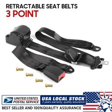 1 Car Seat Belt Black 3point Safety Travel Adjustable Retractable Auto Universal