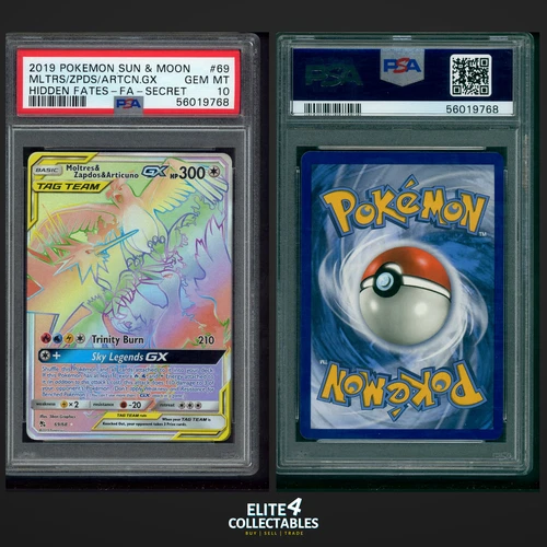 Moltres & Zapdos & Articuno Tag Team GX 69/68  - PSA 10 (Hidden Fates)