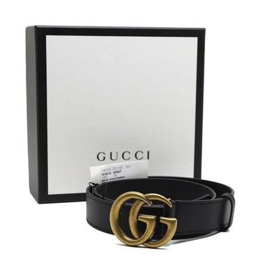 Gucci GG Marmont Leather Gold 80 32 Black Belt Gucci Calfskin Double G 30mm Belt 80 32 Black 1870717  main image 4