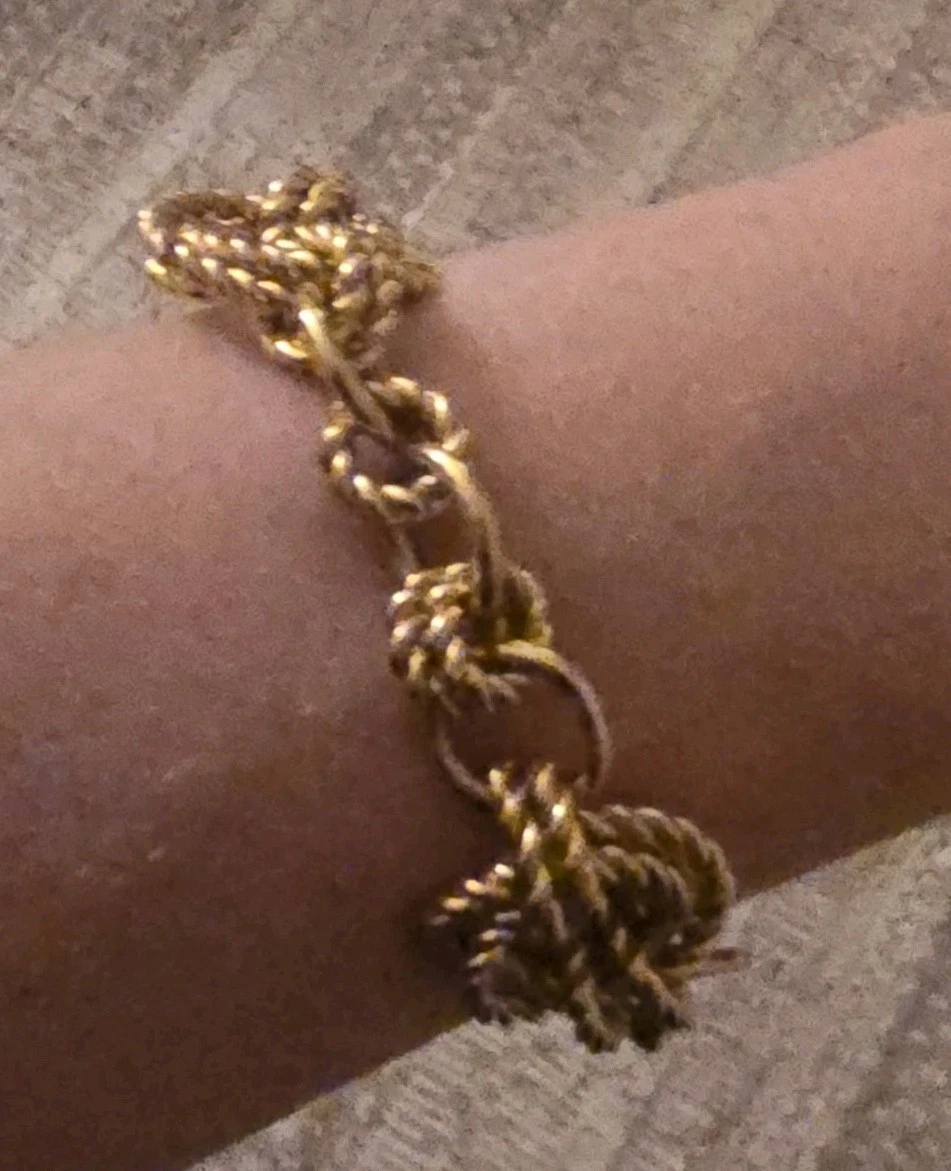 Bracelet vintage Grosse Allemagne années 70 ton or torsadé maillon rolo déclaration